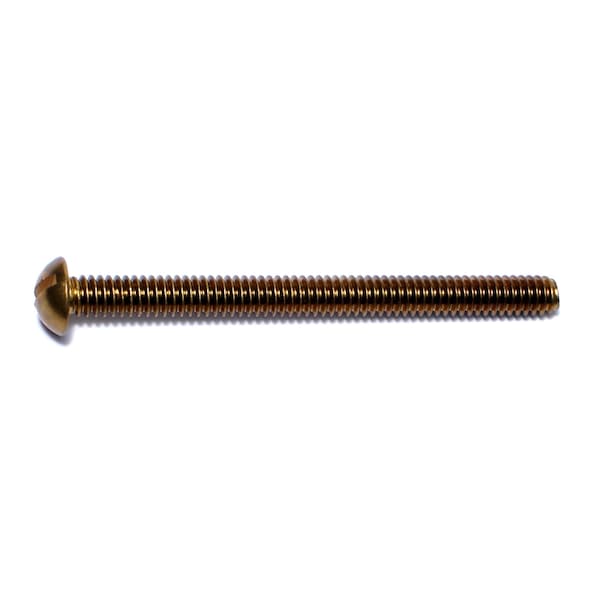 Midwest Fastener 1/4"-20 x 3 in Slotted Round Machine Screw, Plain Brass, 10 PK 61047 - main